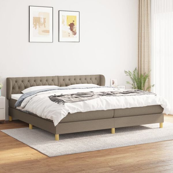 vidaXL Cama box spring con colch&oacute;n tela gris taupe 200x200 cm