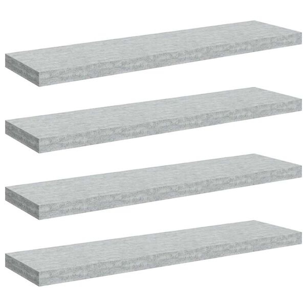 vidaXL Estantes flotantes pared 4 uds gris hormig&oacute;n MDF 90x23,5x3,8 cm