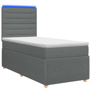 vidaXL Cama de muelles con LED y colch&oacute;n Gris oscuro 80 x 200 cm Tela