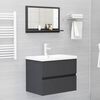 vidaXL Espejo de ba&ntilde;o madera contrachapada gris 60x10,5x37 cm