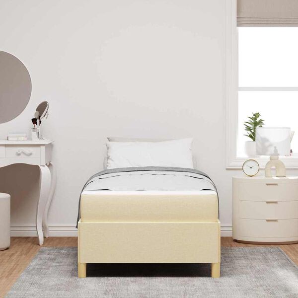 vidaXL Estructura de cama con colch&oacute;n Crema 80 x 200 cm tela