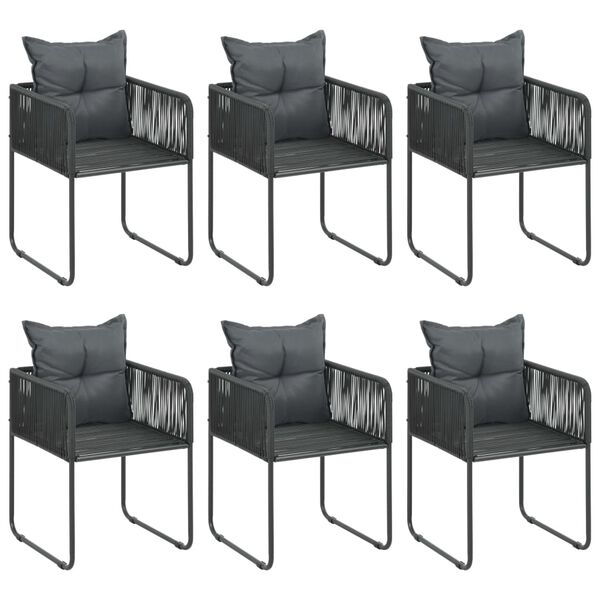 vidaXL Set de comedor de jard&iacute;n de 7 piezas PVC rat&aacute;n negro y marr&oacute;n