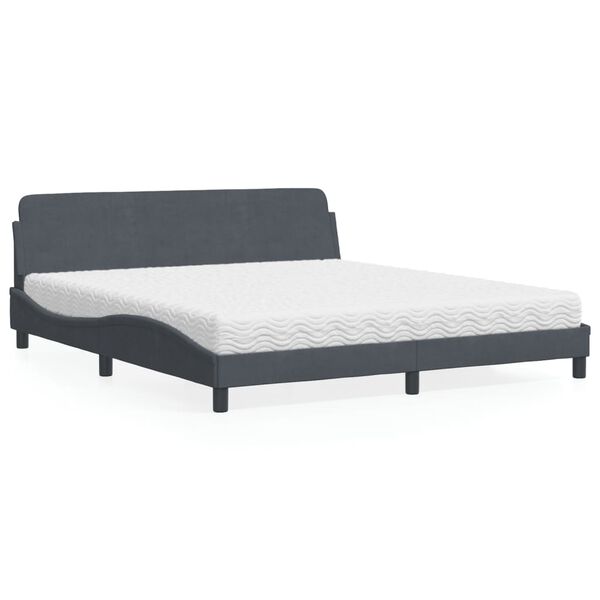 vidaXL Cama con colch&oacute;n Dover terciopelo gris oscuro 180x200 cm