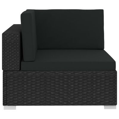 vidaXL Set de sofás de jardín 3 piezas y cojines ratán sintético negro