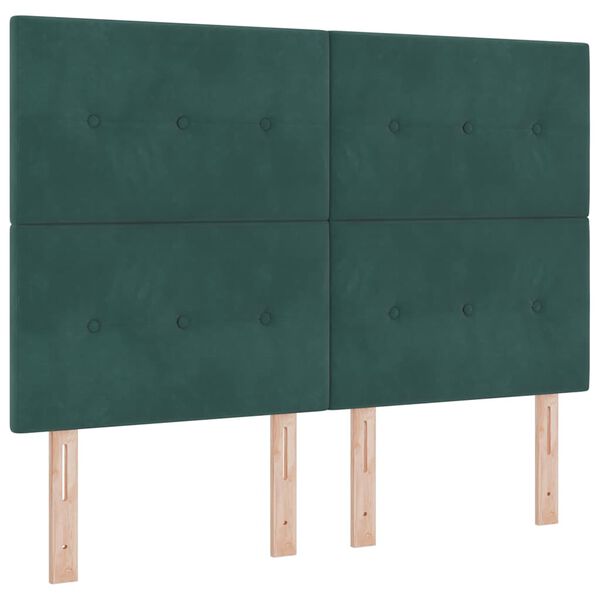 vidaXL Cama Box Spring LED Verde oscuro 160 x 200 cm Terciopelo