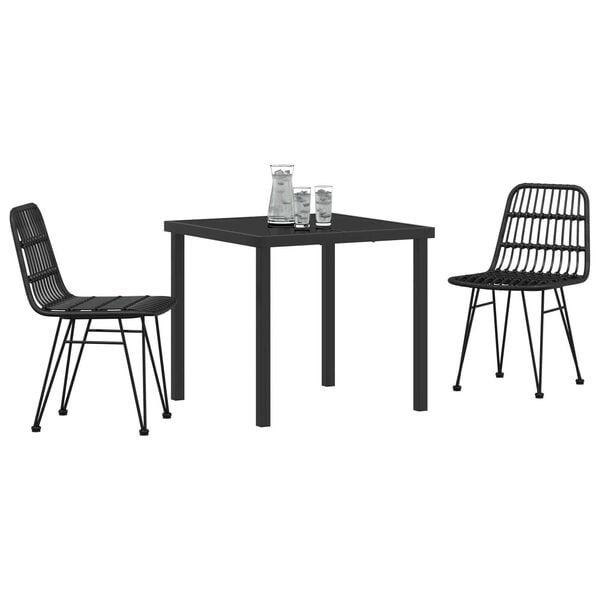 vidaXL Conjunto de Comedor de Jard&iacute;n 3 pcs Negro