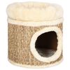 vidaXL Casita para gatos de lujo con coj&iacute;n hierba marina 33 cm