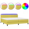vidaXL Cama box spring colch&oacute;n y luces LED tela verde 200x200 cm