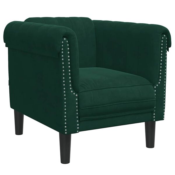 vidaXL Sill&oacute;n de terciopelo verde oscuro