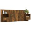 vidaXL Cabecero de cama con mesitas madera contrachapada roble ahumado