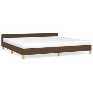 vidaXL Cama sin colch&oacute;n tela marr&oacute;n oscuro 200x200 cm