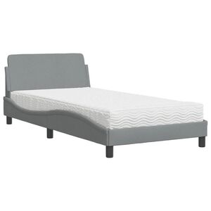 vidaXL Cama con colch&oacute;n Dover tela gris claro 100x200 cm