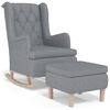 vidaXL Sillón con patas mecedoras y taburete de tela gris claro