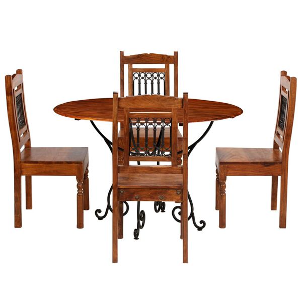 vidaXL Juego de mesas de comedor 5 piezas madera maciza de acacia