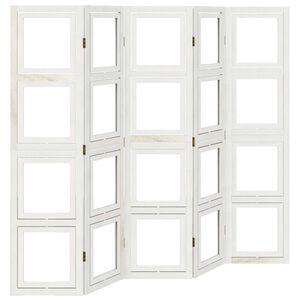 vidaXL Biombo separador de 5 paneles madera maciza Paulownia blanco
