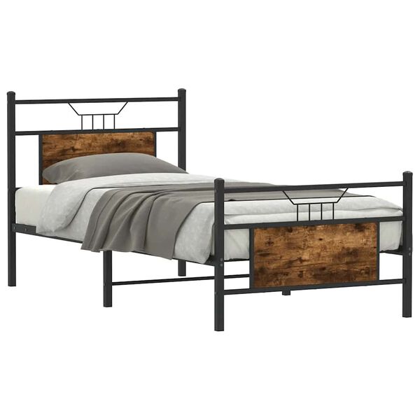 vidaXL Estructura cama sin colch&oacute;n madera roble ahumado 80x200 cm
