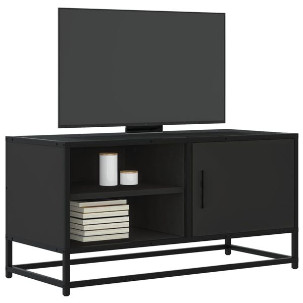 vidaXL Mueble de TV madera de ingenier&iacute;a y metal negro 80x34,5x40 cm