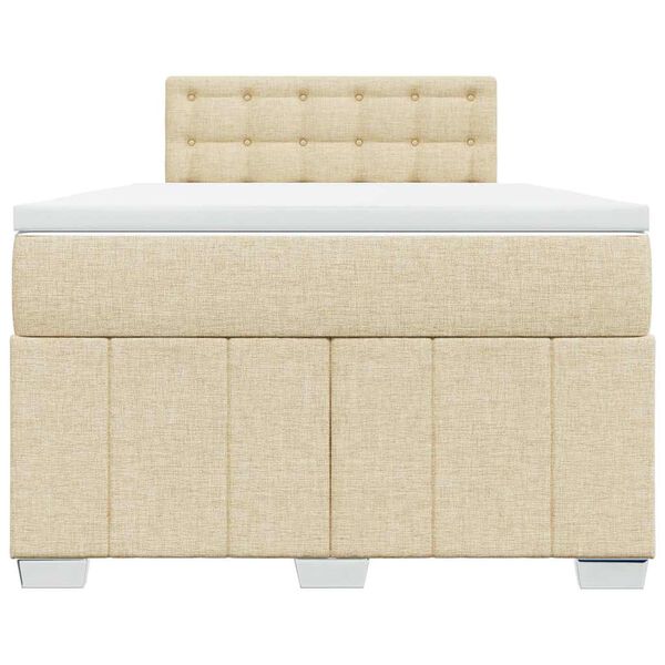 vidaXL Cama box spring con colch&oacute;n tela color crema 120x200 cm