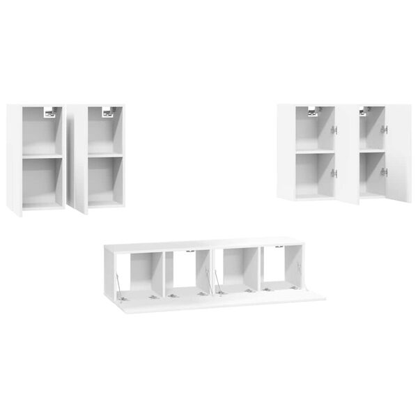 vidaXL Set de muebles de sal&oacute;n TV 6 piezas madera de ingenier&iacute;a blanco