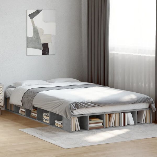vidaXL Estructura de cama madera de ingenier&iacute;a gris hormig&oacute;n 120x200cm