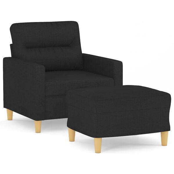 vidaXL Sill&oacute;n con taburete tela negro 60 cm