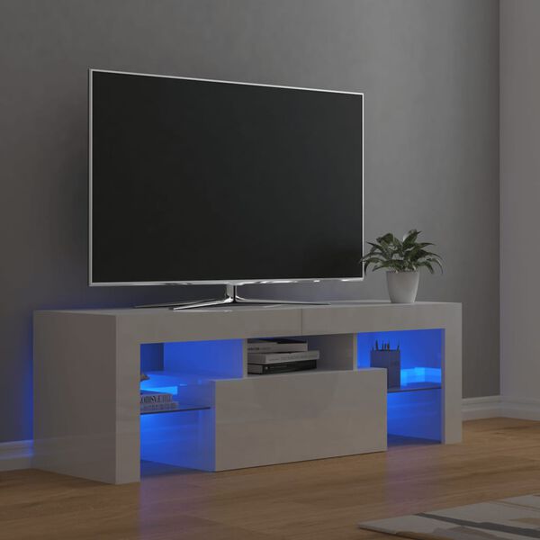 vidaXL Mueble de TV con luces LED blanco brillante 120x35x40 cm