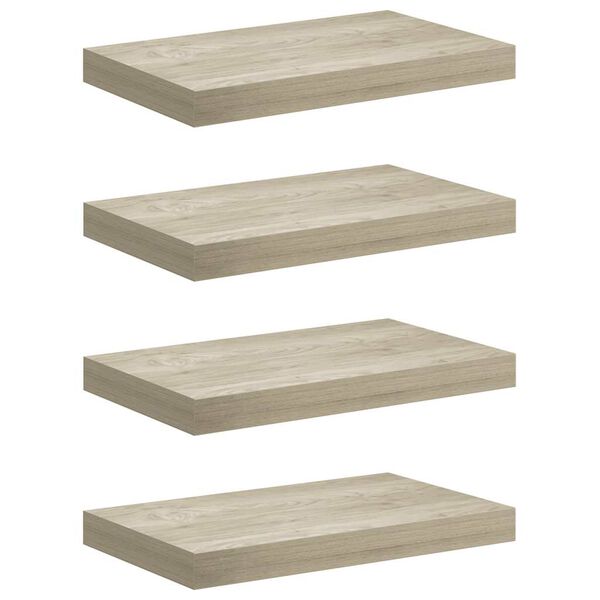 vidaXL Estantes flotantes de pared 4 uds MDF roble 40x23x3,8 cm