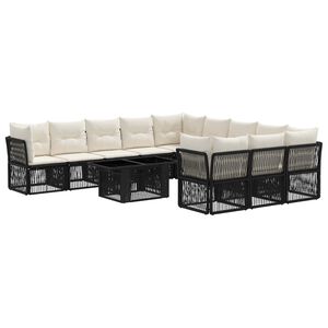 vidaXL Conjunto de sof&aacute;s de jard&iacute;n 12 uds. Negro rat&aacute;n sint&eacute;tico