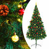 vidaXL &Aacute;rbol de Navidad preiluminado con luces y bolas verde 210 cm