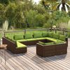 vidaXL Set de muebles de jard&iacute;n 11 pzas cojines rat&aacute;n sint&eacute;tico marr&oacute;n