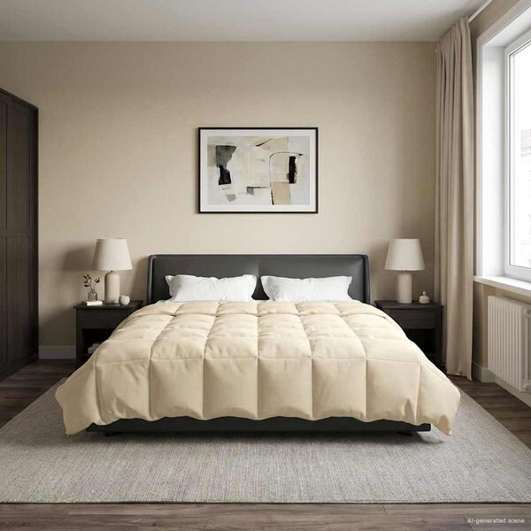 vidaXL Edred&oacute;n de Verano Acolchado Crema 220 x 260 cm Microfibra