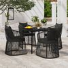 vidaXL Juego de comedor de jardín 5 piezas con cojines negro