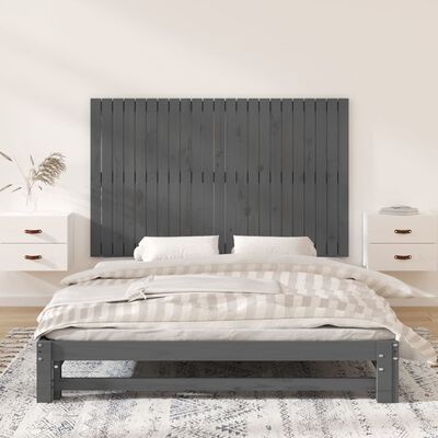 vidaXL Cabecero de cama de pared madera maciza pino gris 147x3x90 cm