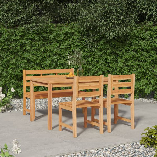 vidaXL Juego de comedor para jard&iacute;n 4 piezas madera maciza de teca