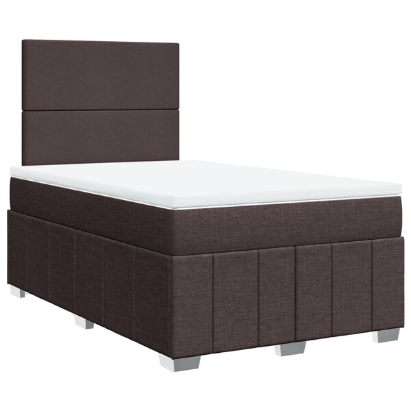 vidaXL Cama box spring con colch&oacute;n tela marr&oacute;n oscuro 120x190 cm