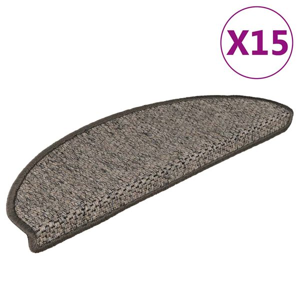vidaXL Alfombrillas autoadhesivas sisal 15 uds gris y beige 56x17x3 cm