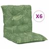 vidaXL Cojines de silla de respaldo bajo 6 uds tela estampado de hojas