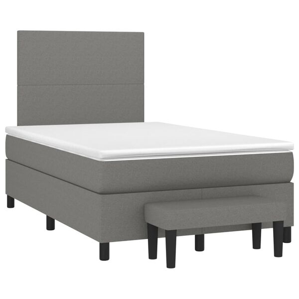 vidaXL Cama box spring con colch&oacute;n tela marr&oacute;n oscuro 120x190 cm
