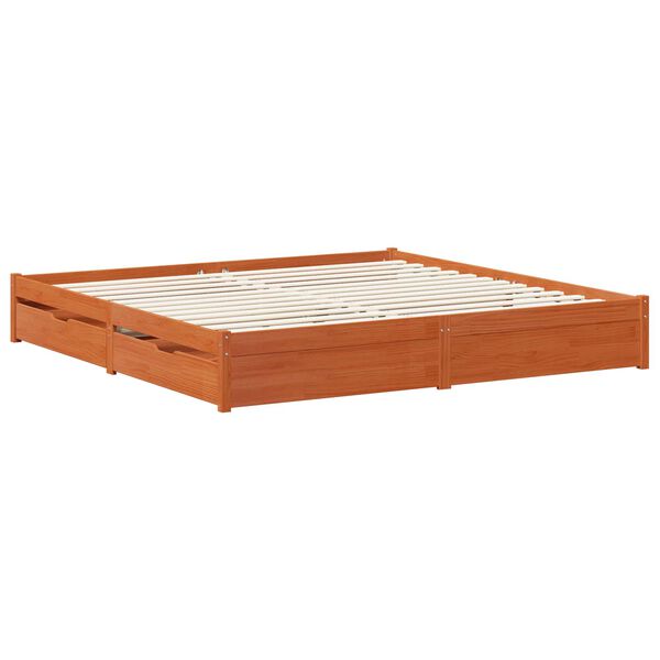 vidaXL Estructura de cama con caj&oacute;n Marr&oacute;n cera 200 x 200 cm