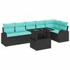 vidaXL Conjunto de sof&aacute; de jard&iacute;n 7 uds. Negro Polirat&aacute;n