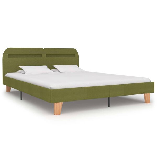 vidaXL Estructura de cama con LED sin colch&oacute;n tela verde 180x200 cm