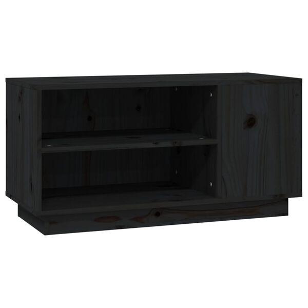vidaXL Mueble de TV madera maciza de pino negro 80x35x40,5 cm