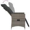 vidaXL Sillón reclinable de jardín con cojines ratán sintético gris