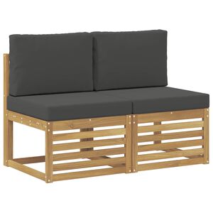 vidaXL 2 Pieza Sof&aacute; intermedio de exterior Madera de Acacia S&oacute;lida