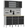vidaXL Armario de trabajo 7 pcs Negro Madera Ingenierizada y Acero