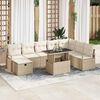vidaXL Conjunto de sof&aacute; de jard&iacute;n con coj&iacute;n 9 pcs Beige Polirat&aacute;n