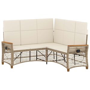 vidaXL Conjunto de sof&aacute; reclinable de jard&iacute;n Manual Beige y crema