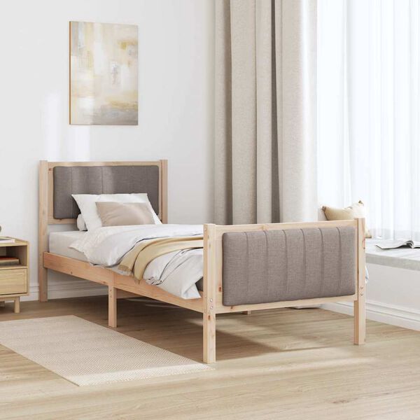 vidaXL Estructura de cama con cabecera Marr&oacute;n y taupe 80 x 200 cm