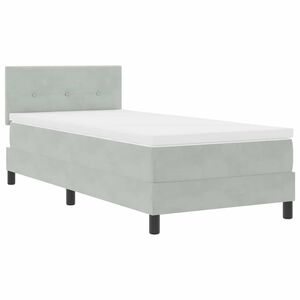 vidaXL Cama Box Spring LED Gris Claro 90 x 190 cm Terciopelo