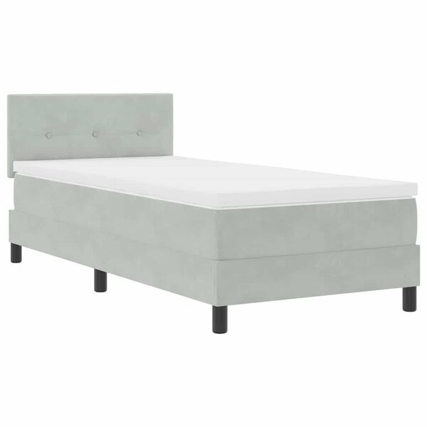 vidaXL Cama Box Spring LED con LED Gris Claro 90 x 190 cm Terciopelo